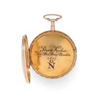 18K PINK GOLD QUARTER REPEATER OPEN FACE POCKET WATCH