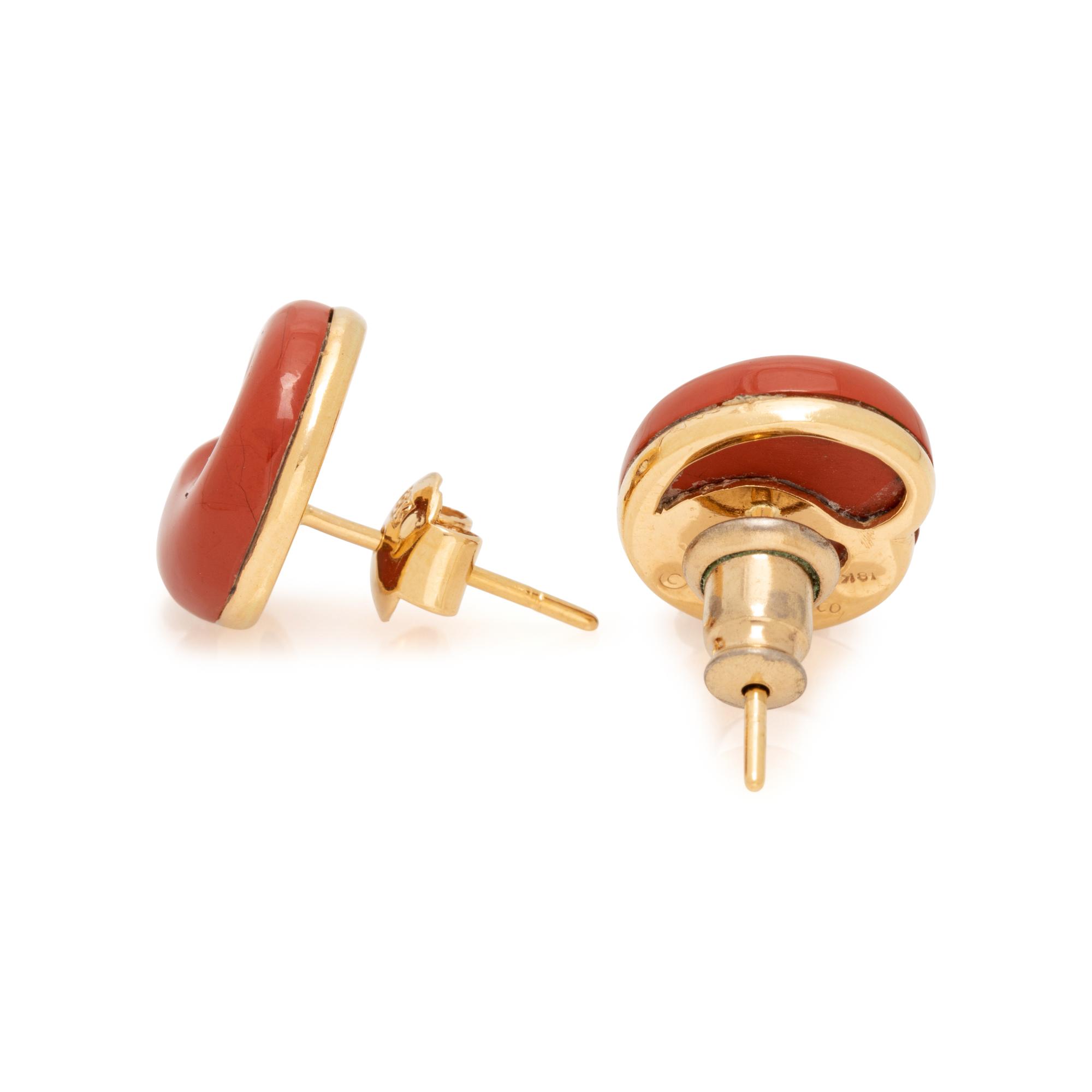 TIFFANY & CO., YELLOW GOLD AND JASPER 'ETERNAL CIRCLE' EARRINGS