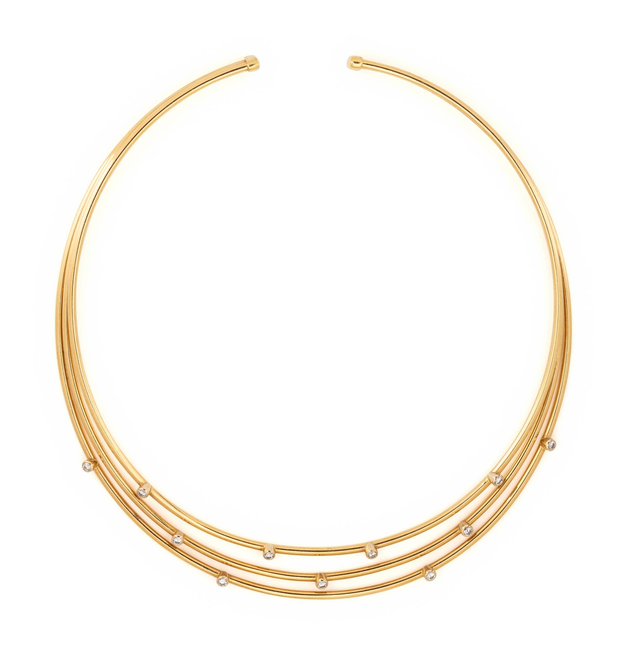 CRAIG DRAKE, YELLOW GOLD AND DIAMOND COLLAR NECKLACE