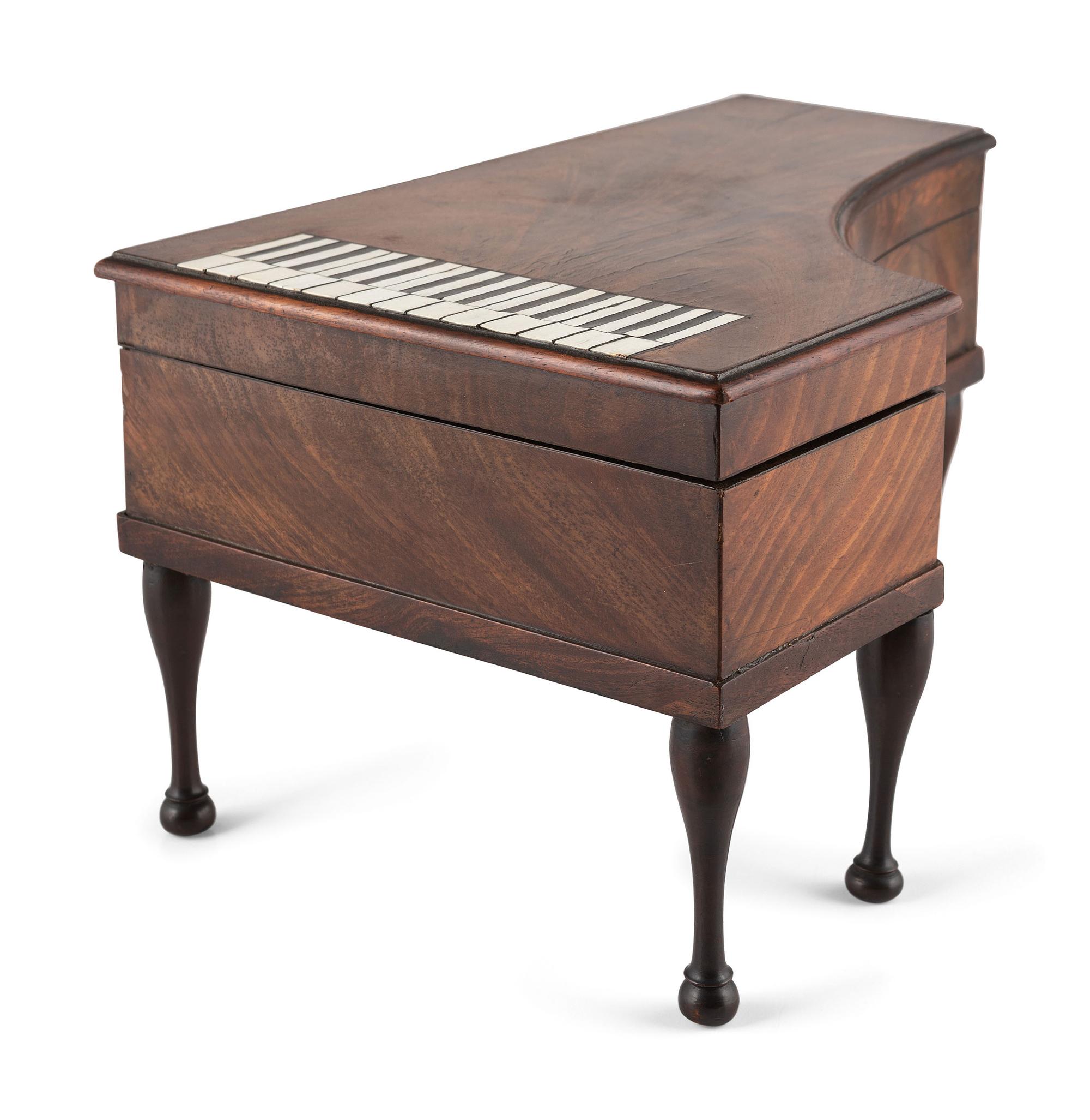 A Regency Mahogany Piano-Form Sewing and Music Box