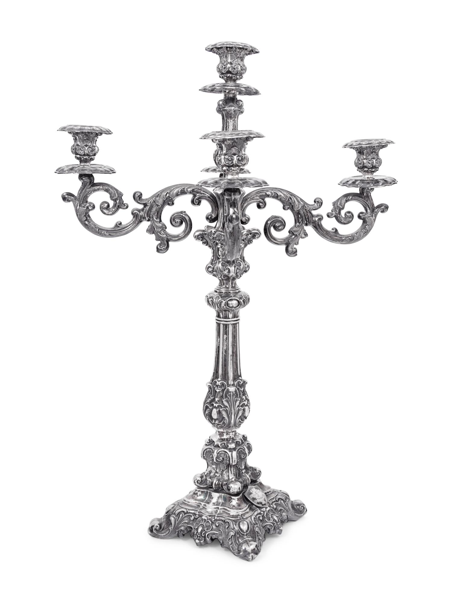 A Swedish Silver Five-Light Candelabrum