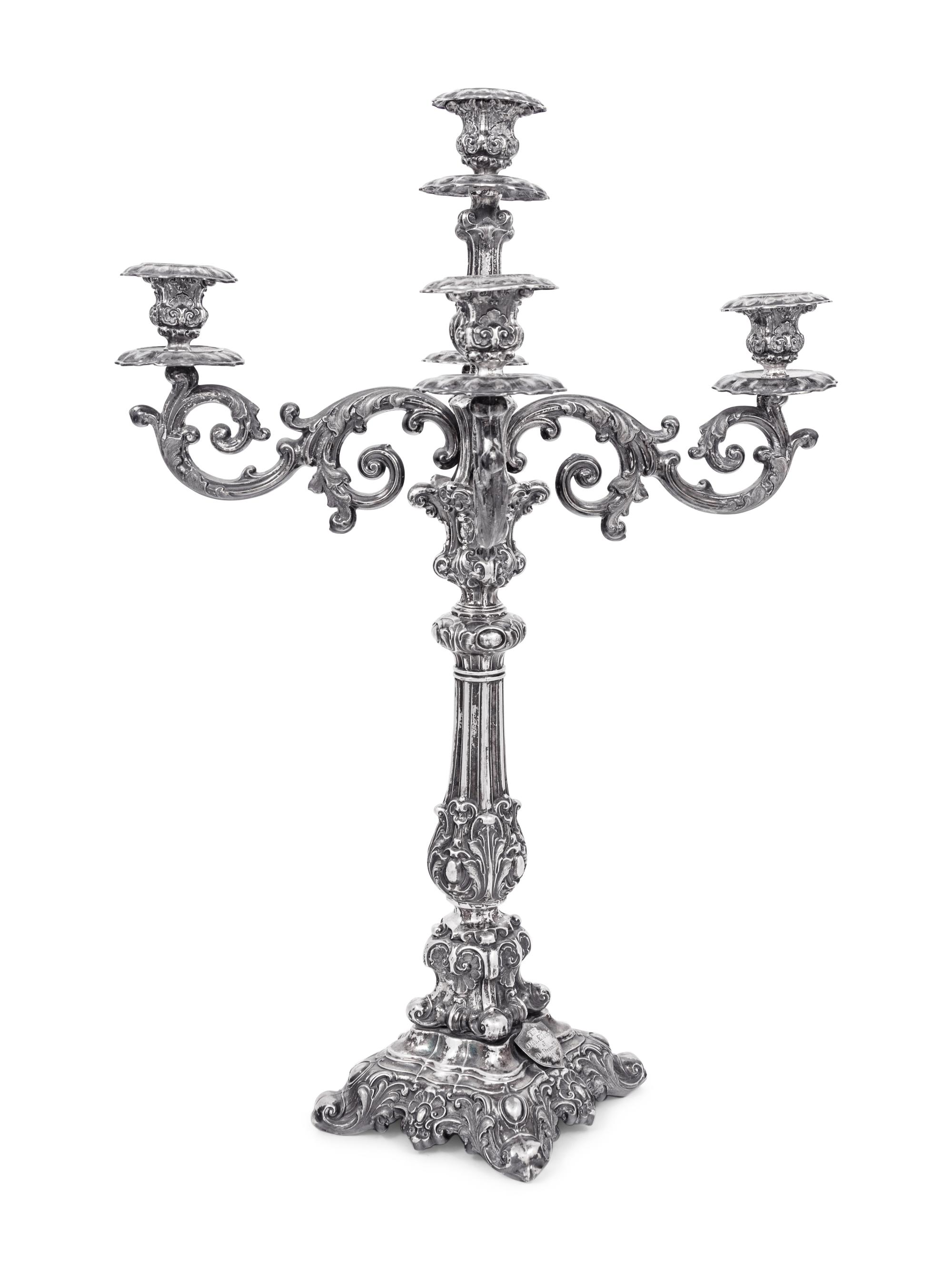 A Swedish Silver Five-Light Candelabrum