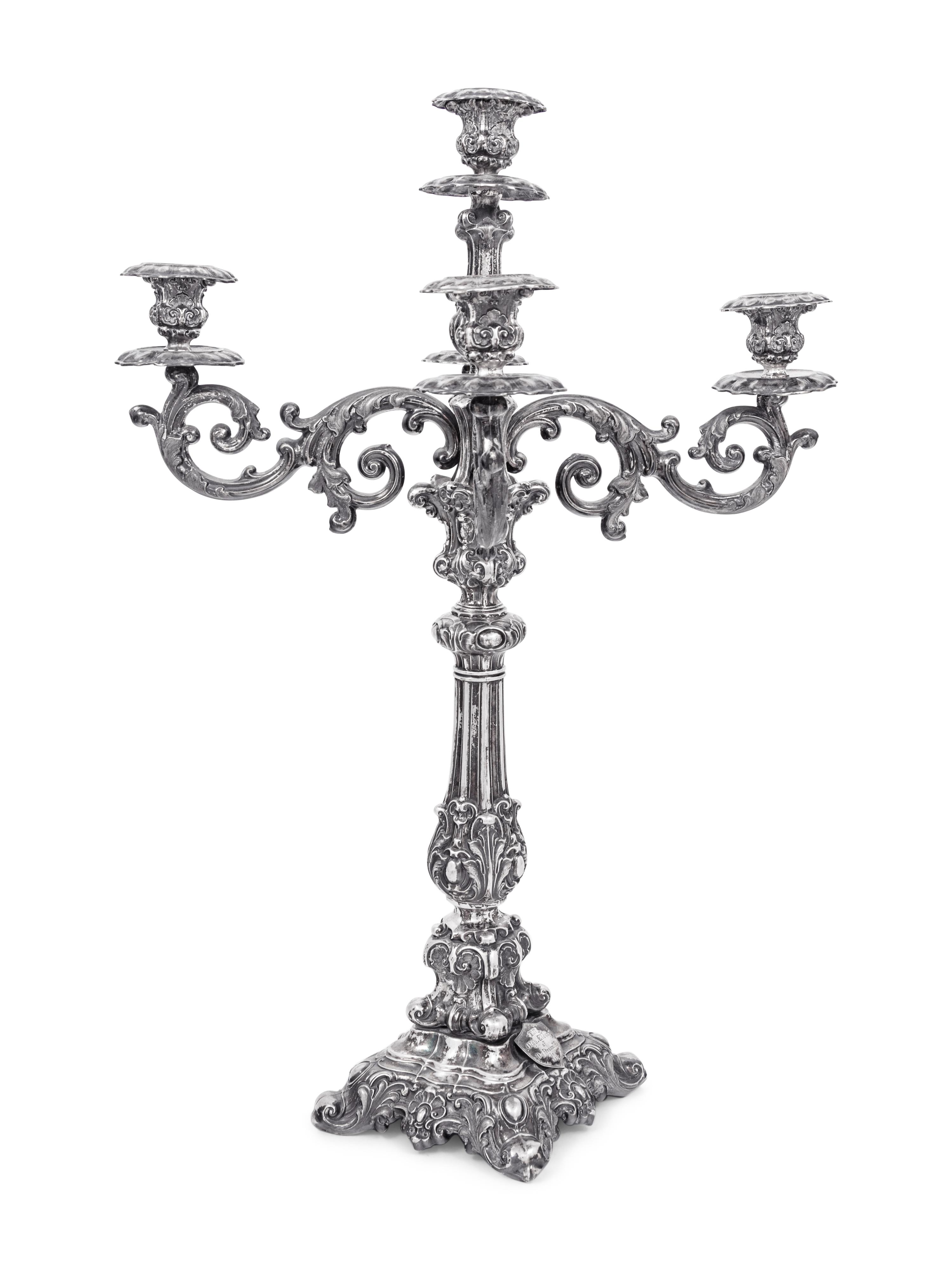 A Swedish Silver Five-Light Candelabrum
