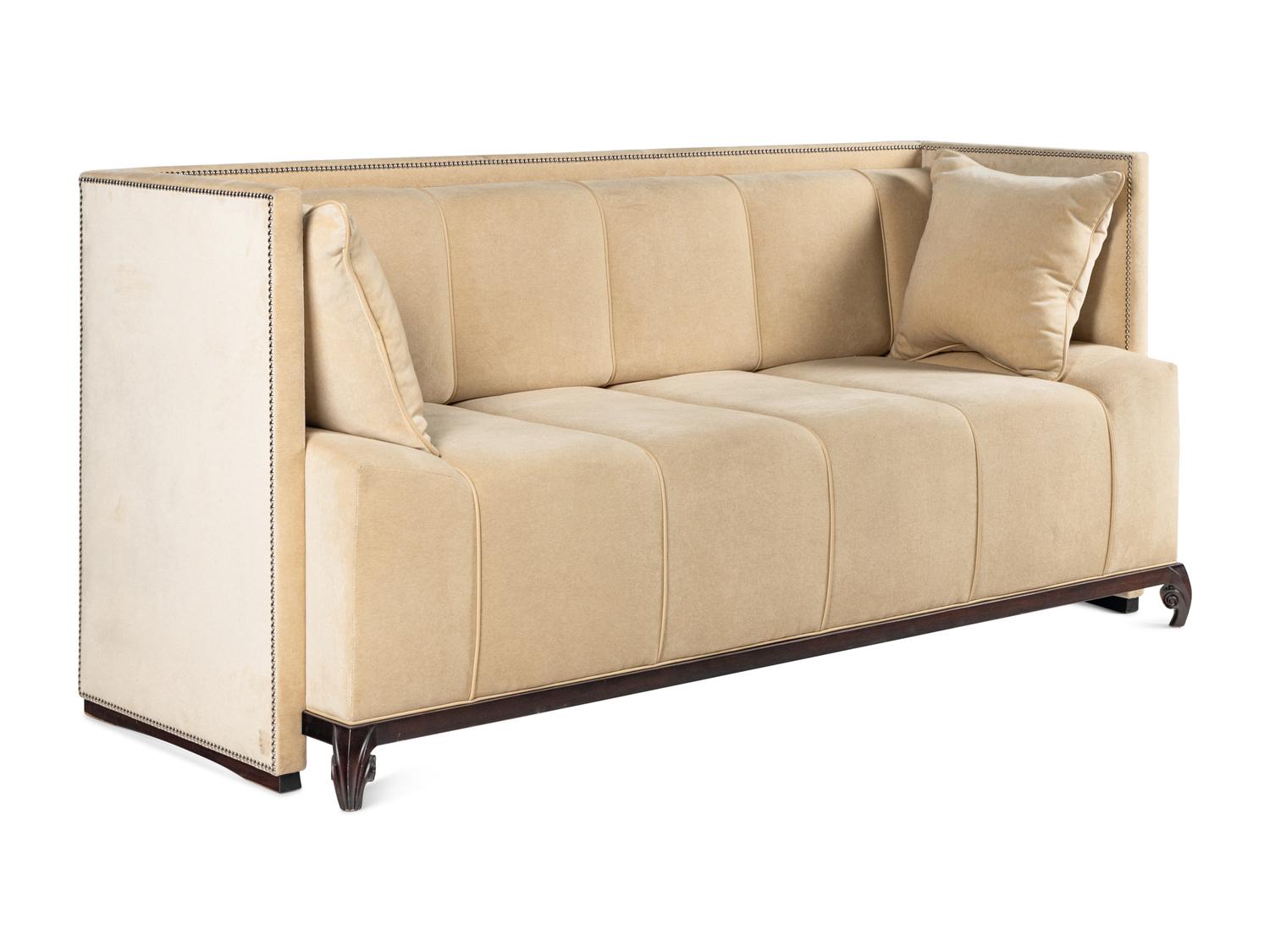 A Custom Velvet-Upholstered Sofa