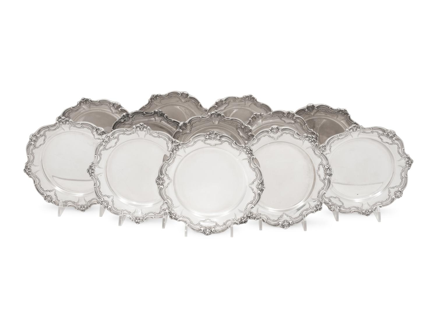 A Set of Twelve American Silver Bread Plates