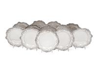 A Set of Twelve American Silver Bread Plates