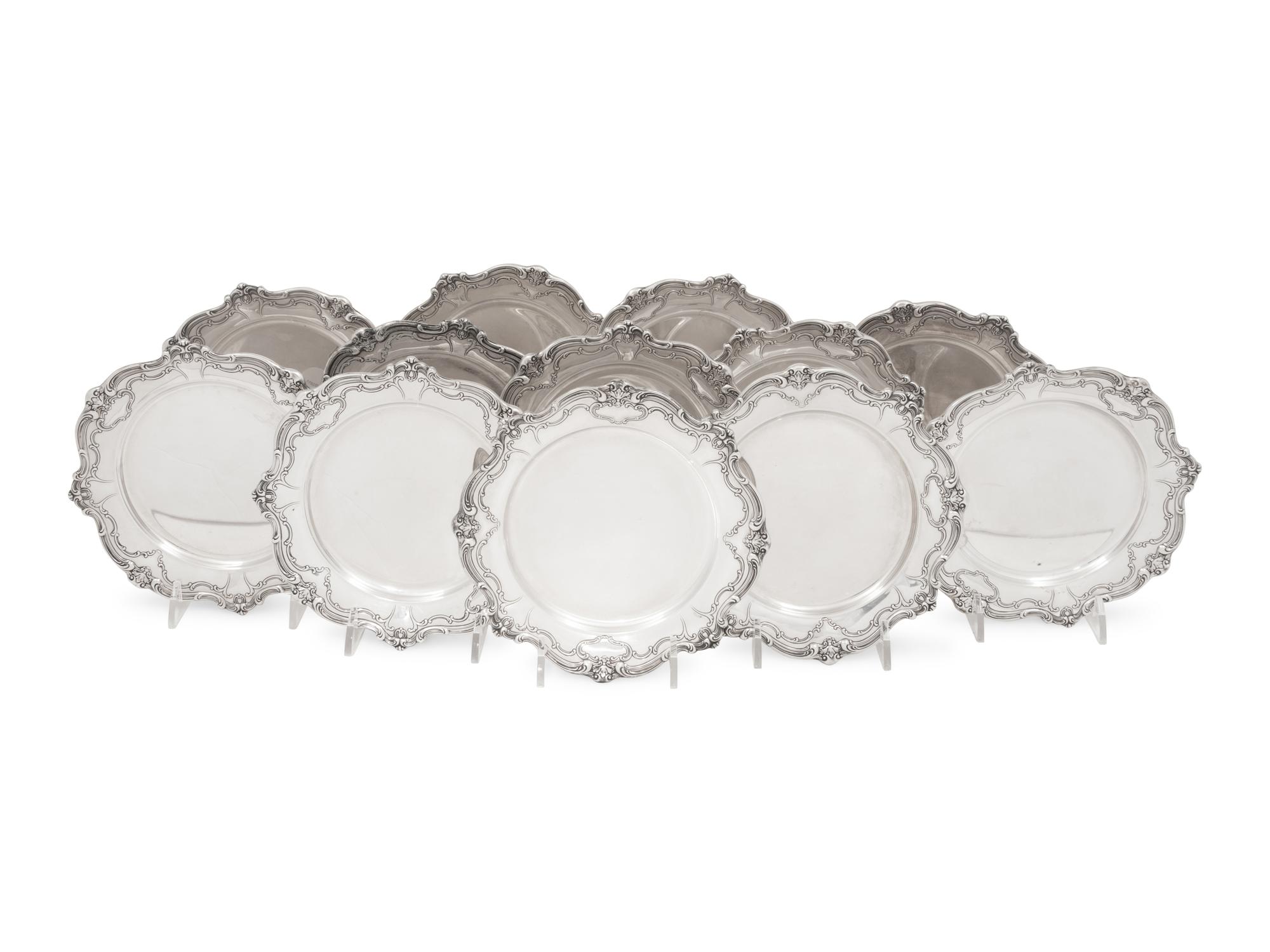 A Set of Twelve American Silver Bread Plates