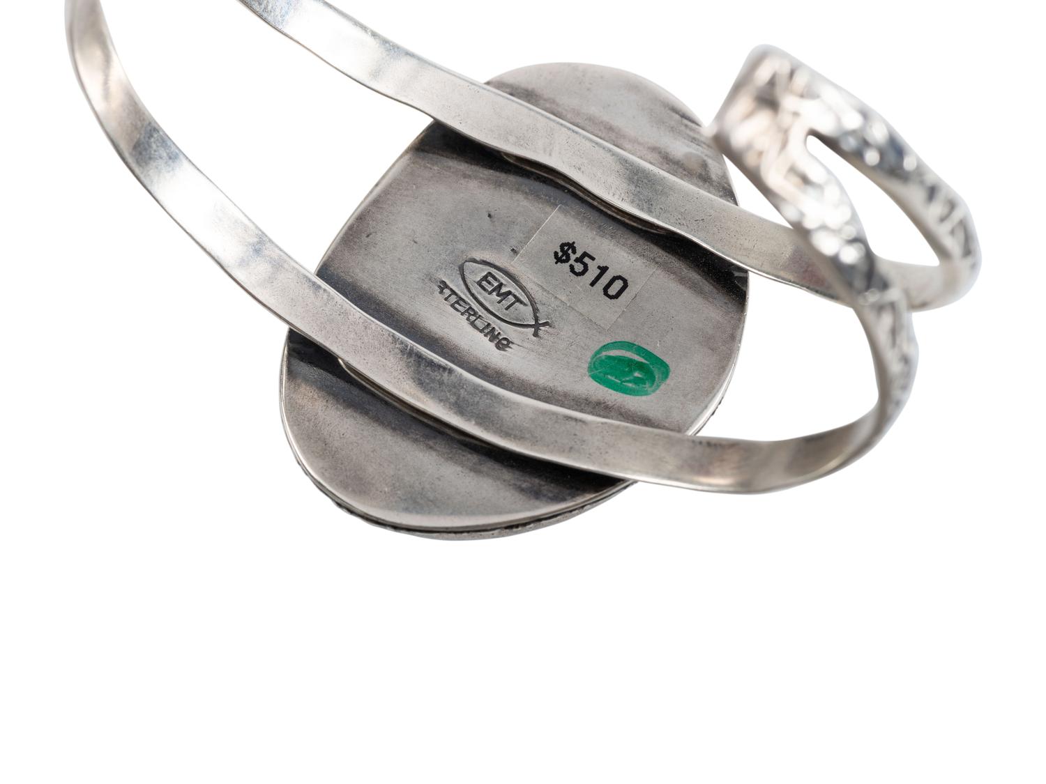 Navajo Silver Cuff Bracelet, with Inlay