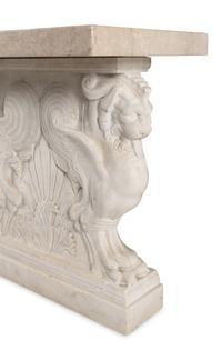 A Pair of Neoclassical Carved Marble Side Tables