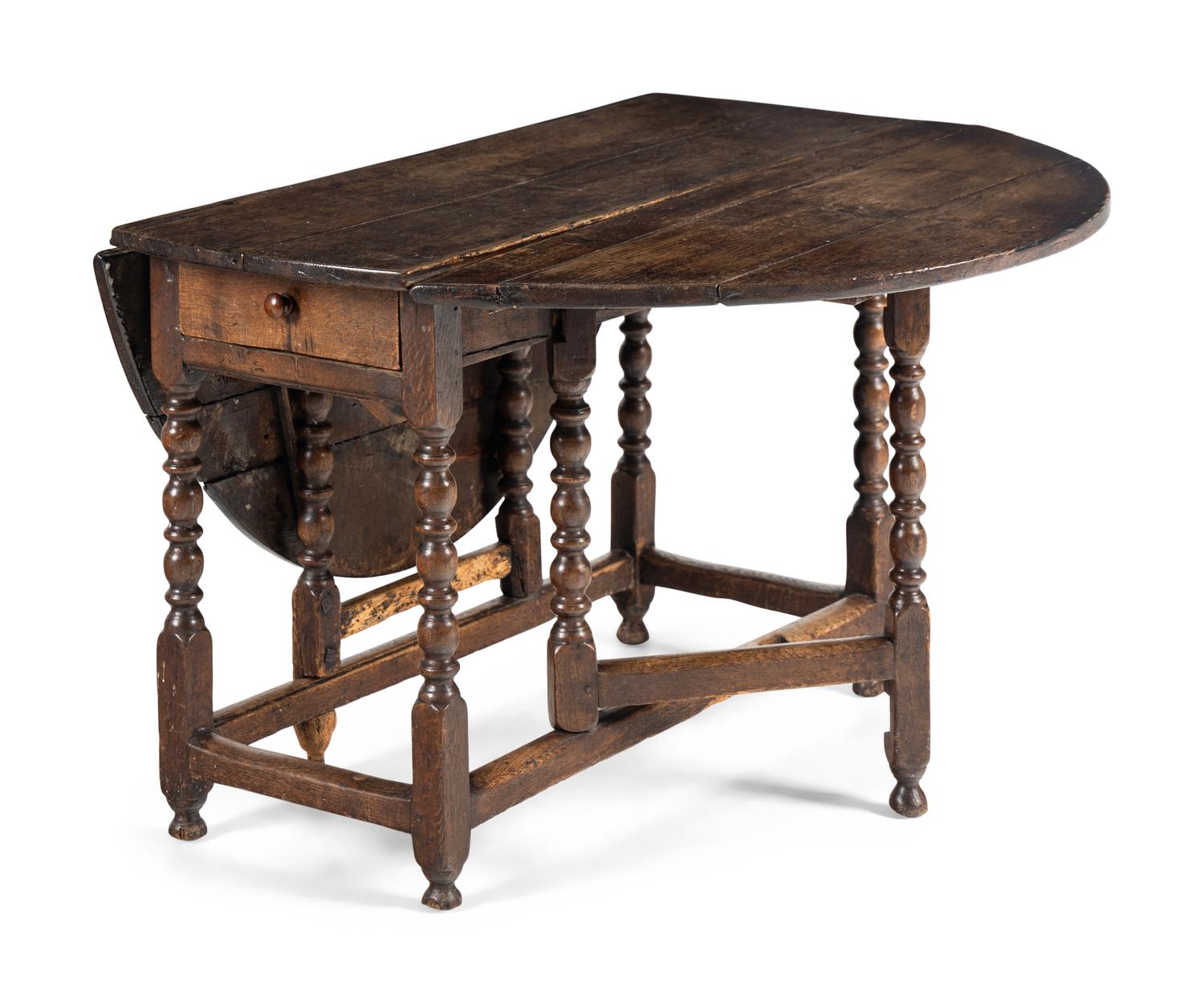 A William and Mary Oak Drop-Leaf Table