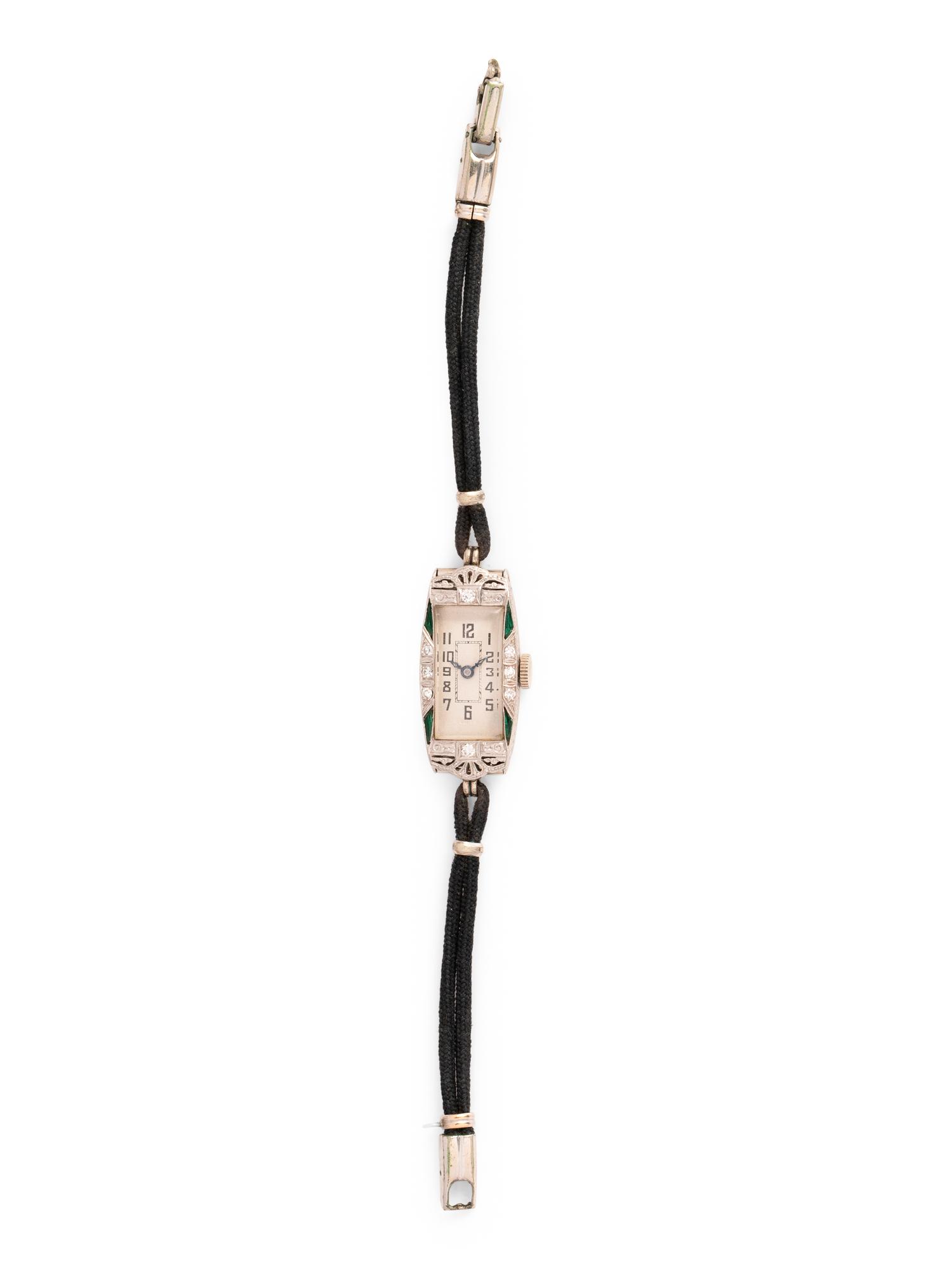 ART DECO, PLATINUM AND DIAMOND WRISTWATCH