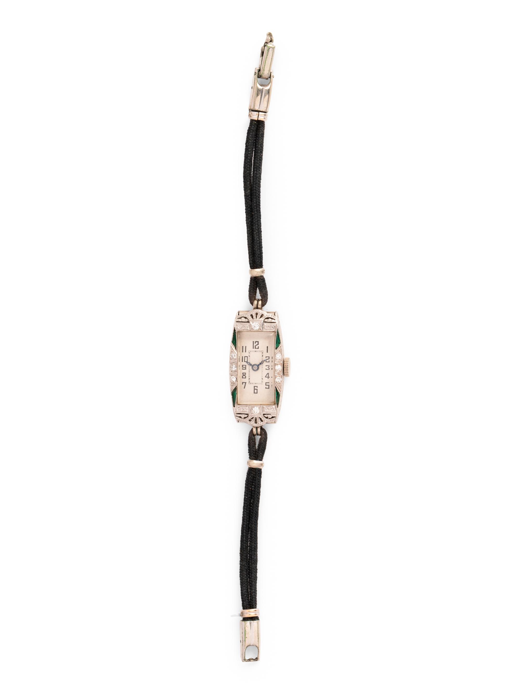 ART DECO, PLATINUM AND DIAMOND WRISTWATCH