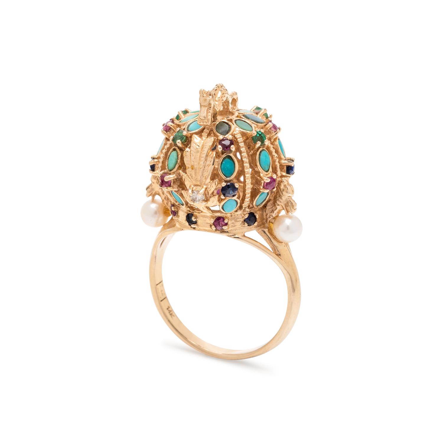 YELLOW GOLD AND MULTIGEM RING