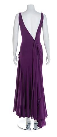 Atelier Versace Purple Bias-Cut Evening Dress with Shawl, 1990s No size label