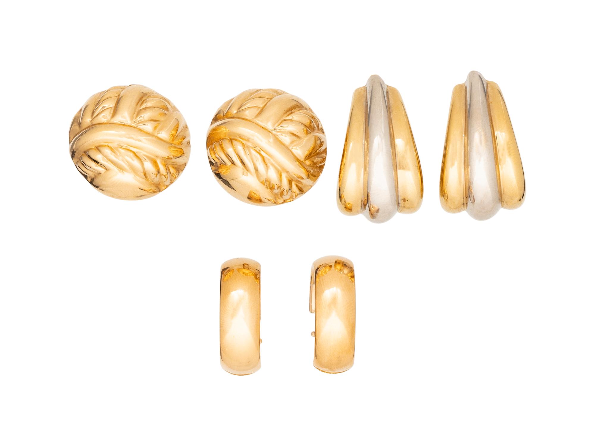 COLLECTION OF YELLOW GOLD EARCLIPS