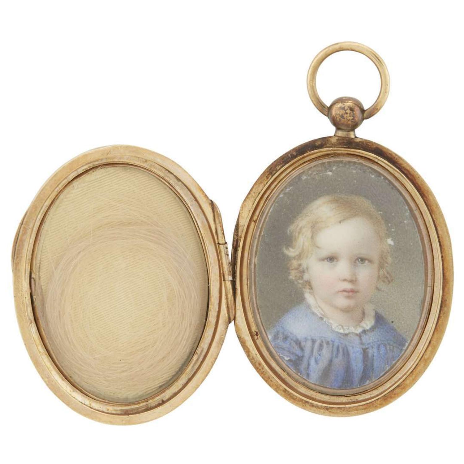 Attributed to John Carlin (1813-1891) Portrait miniature of a young boy named Frank, dated "1854"