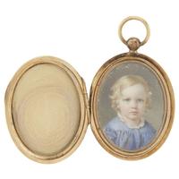 Attributed to John Carlin (1813-1891) Portrait miniature of a young boy named Frank, dated "1854"