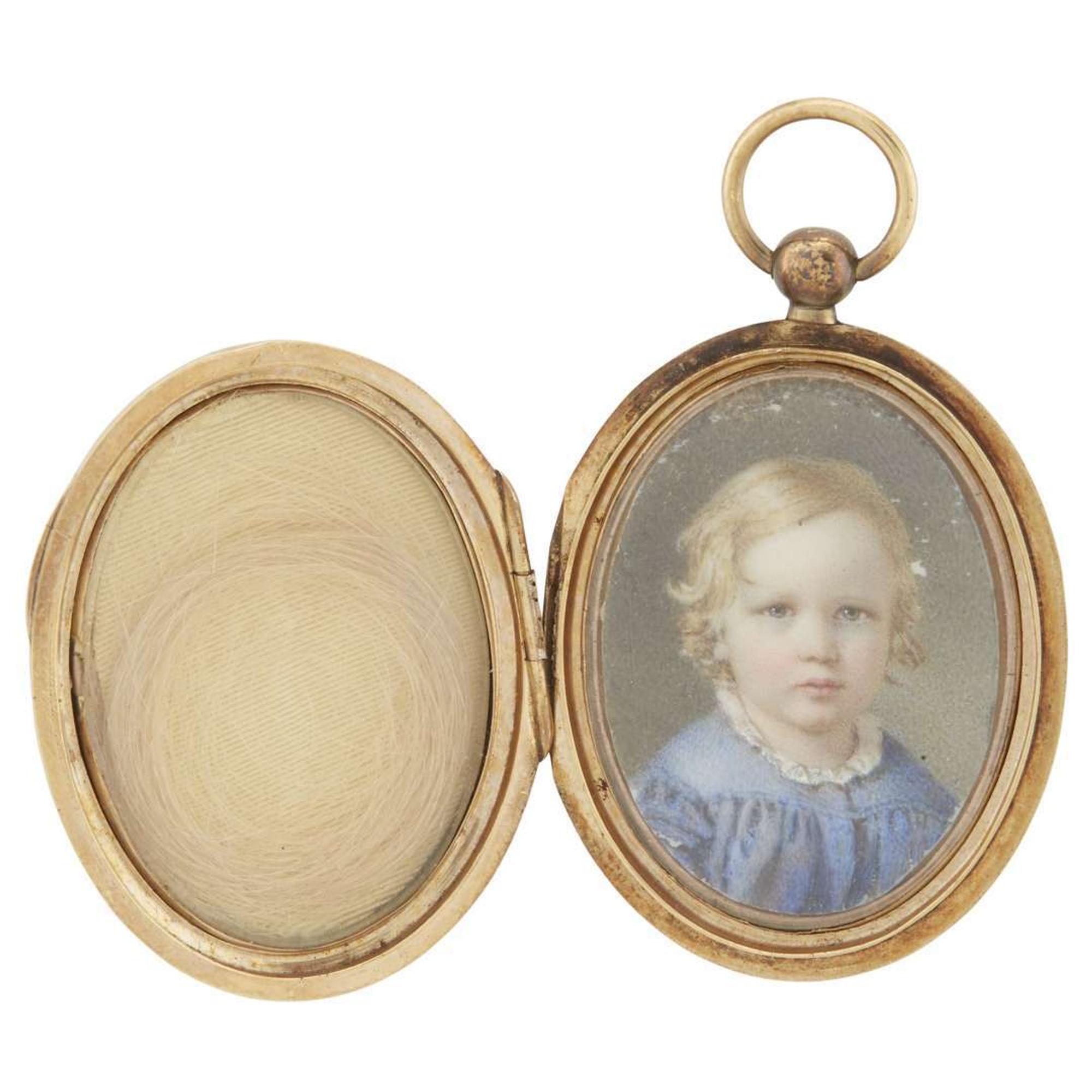 Attributed to John Carlin (1813-1891) Portrait miniature of a young boy named Frank, dated "1854"