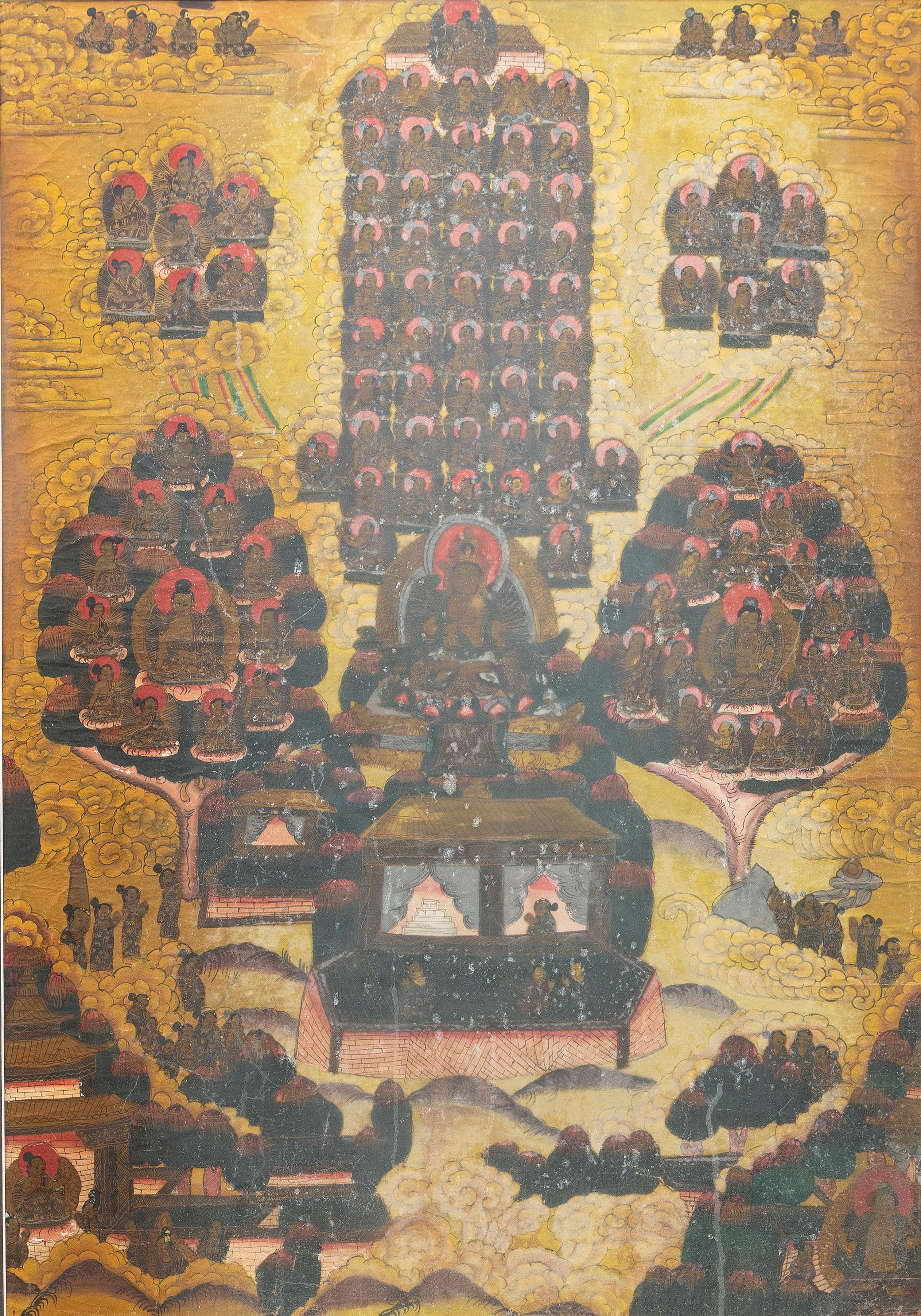 A Burlwood-Framed Thangka