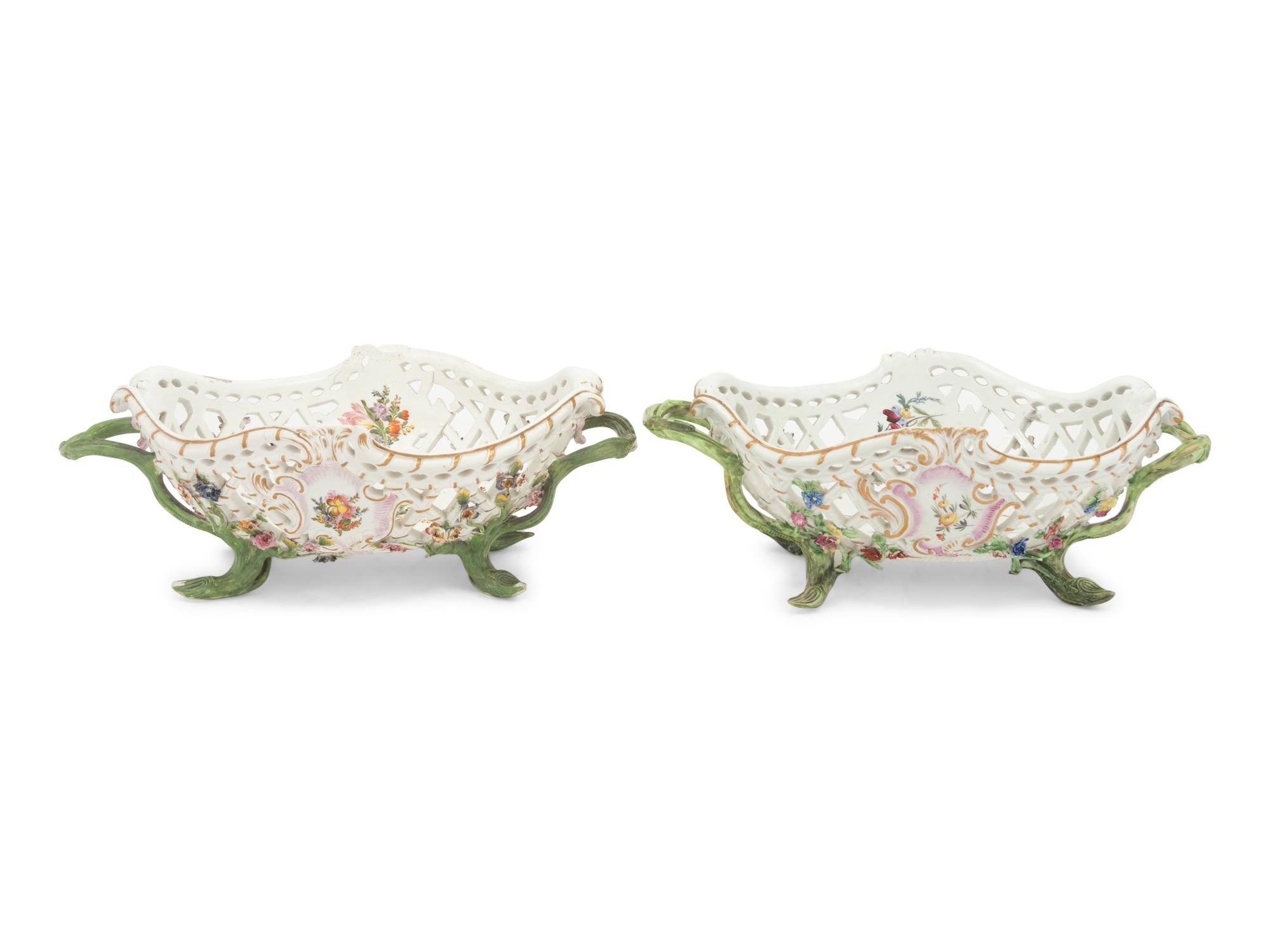 A Pair of Meissen Porcelain Baskets