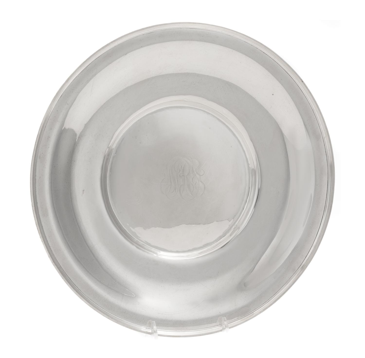 An American Silver Shallow Dish, Likely Wallace Silversmiths, Wallingford, CT, 1930, of circular form.