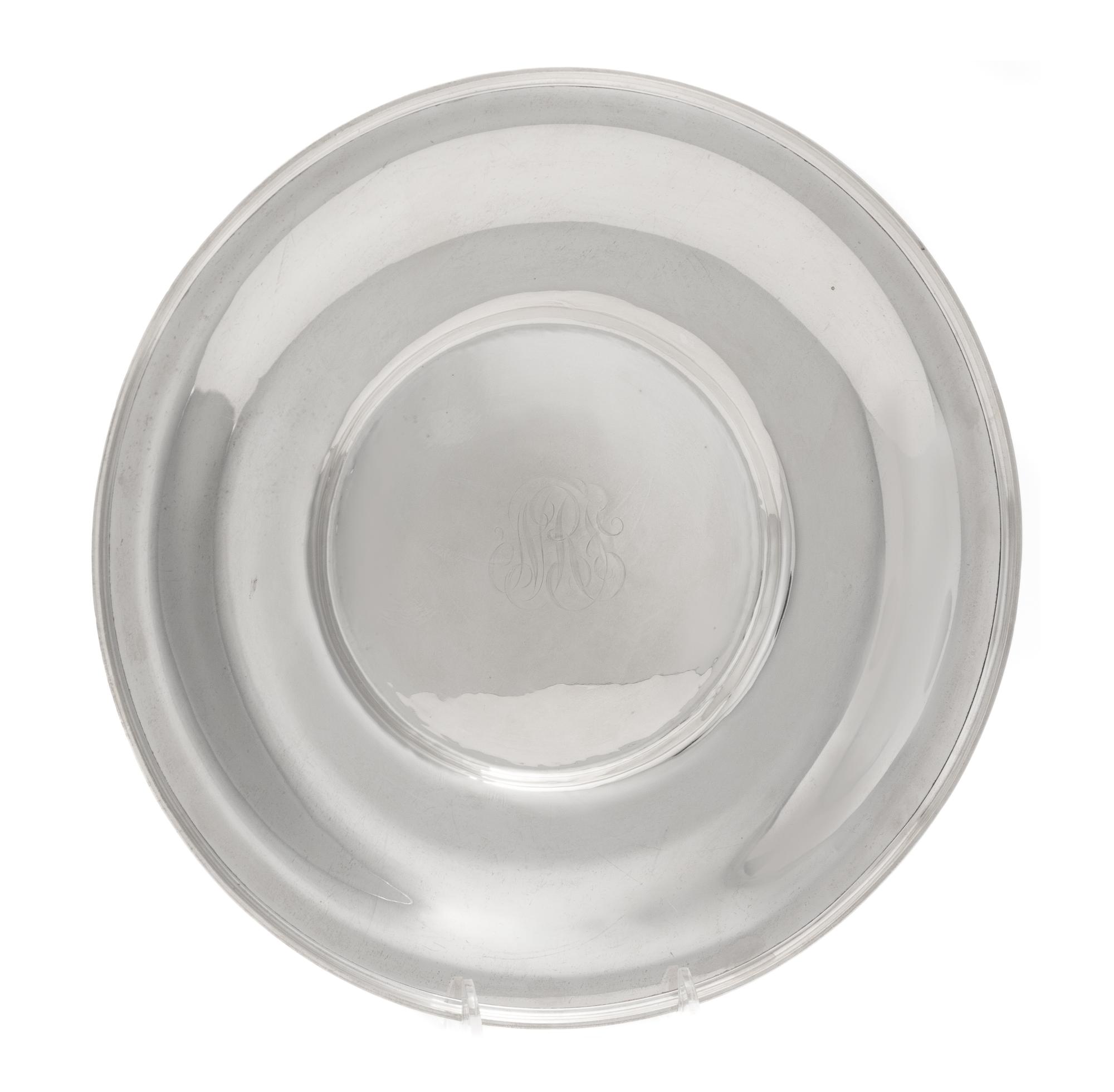 An American Silver Shallow Dish, Likely Wallace Silversmiths, Wallingford, CT, 1930, of circular form.