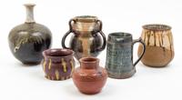 A Collection of Studio Ceramic Vessels Height of tallest 9 inches.