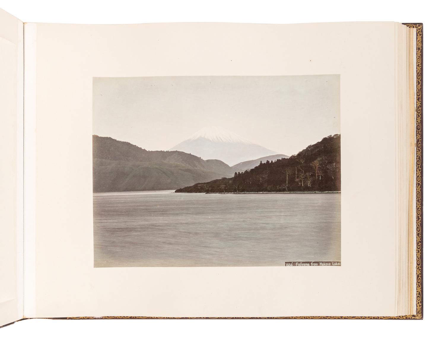 [JAPAN]. TAMAMURA, Kozaburo (1856-1923), photographer. Japanese photograph album of 50 hand-tined photographs attributed to the studio of Kozaburo Tamamura. Japan, ca 1890.