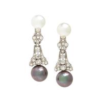 Cultured Pearl and Diamond Convertible Earrings