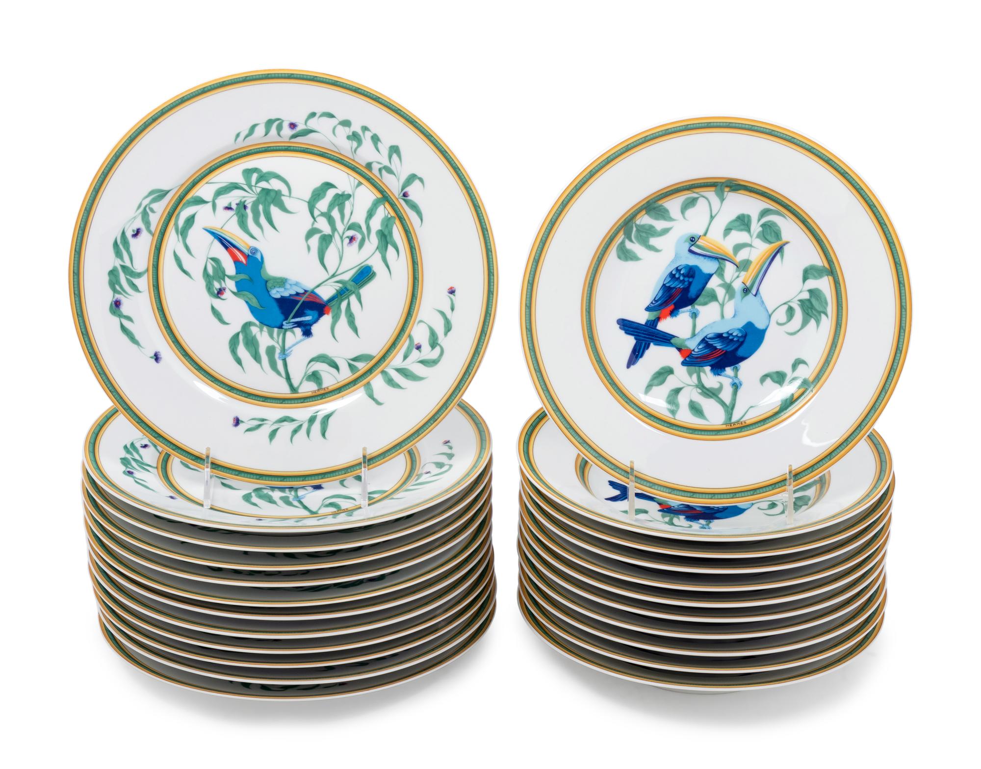 A Group of Hermès Toucans Porcelain Dinnerware