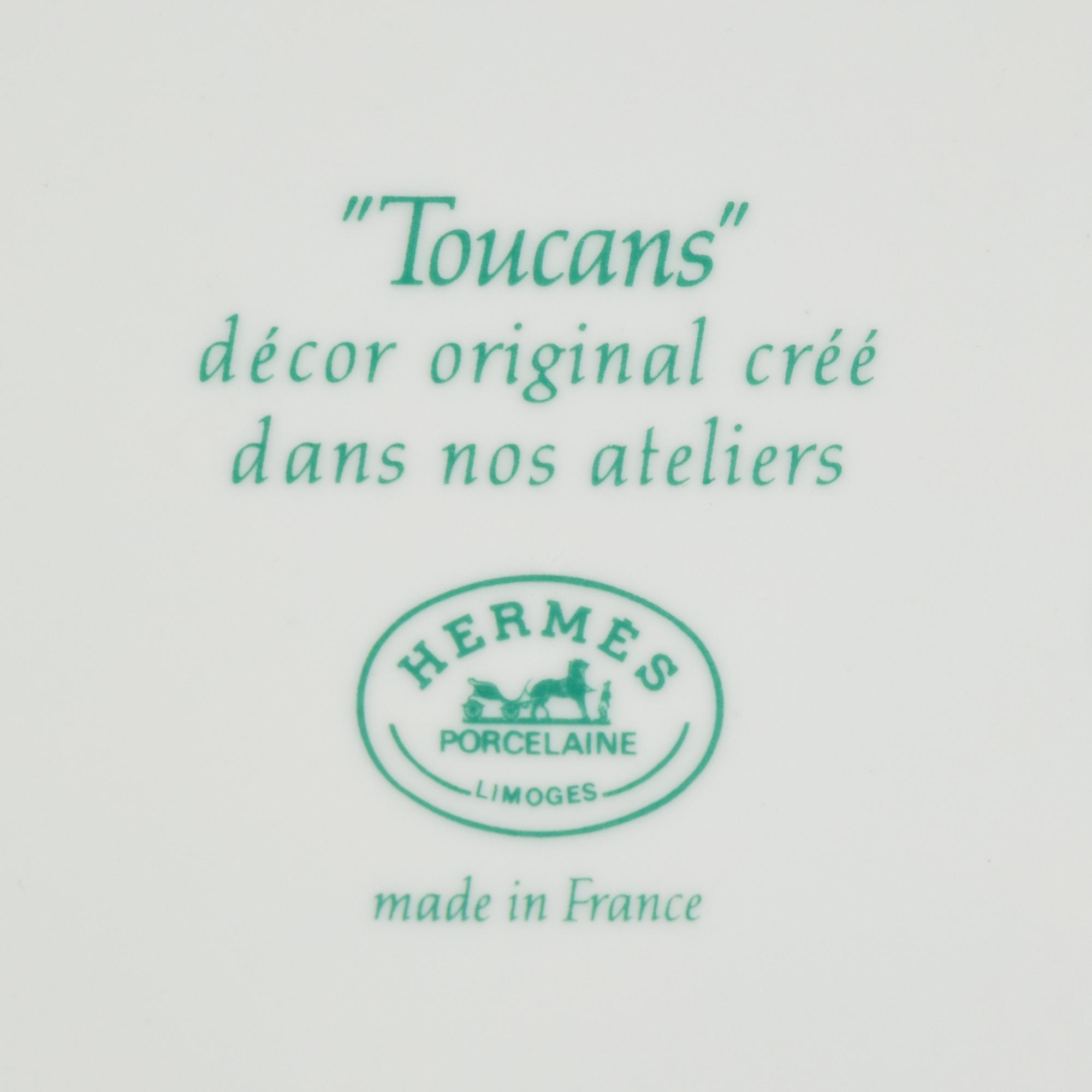 Two Hermès Toucans Porcelain Serving Articles
