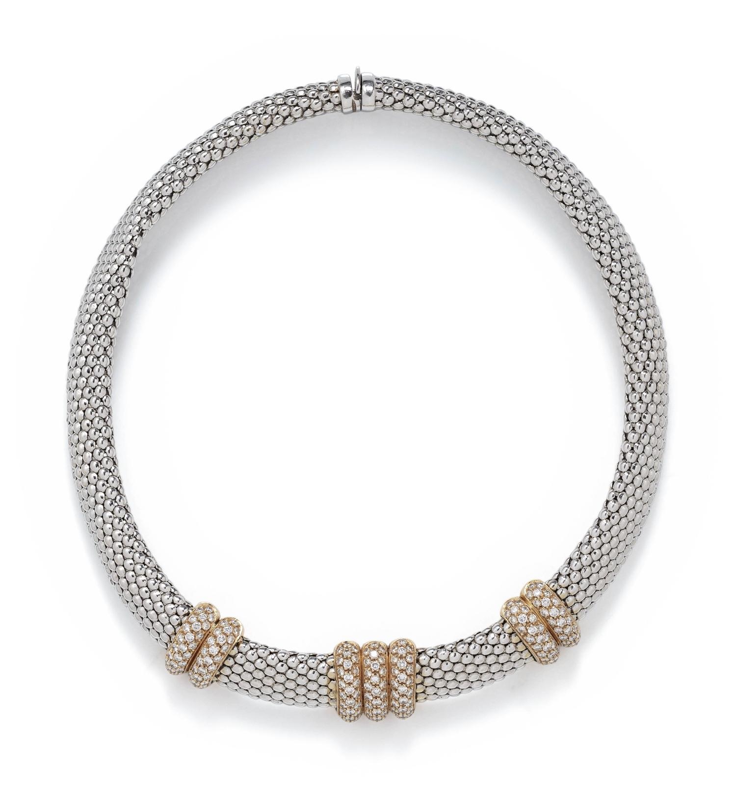 BICOLOR GOLD AND DIAMOND COLLAR NECKLACE