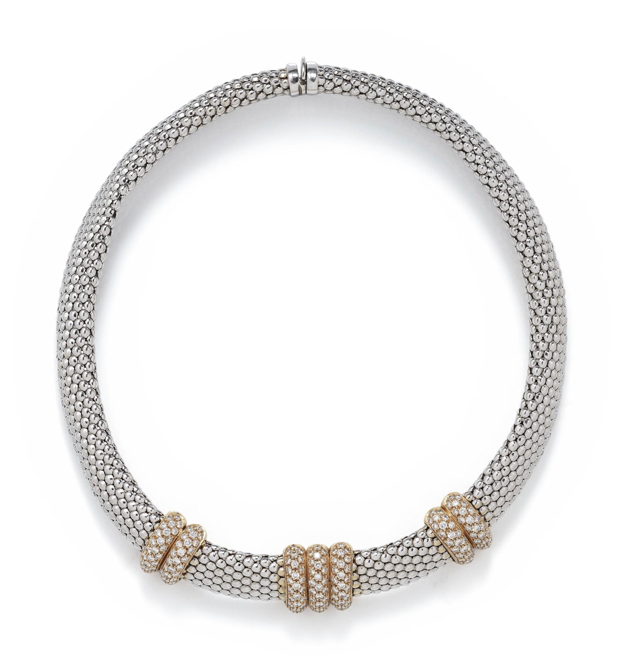 BICOLOR GOLD AND DIAMOND COLLAR NECKLACE