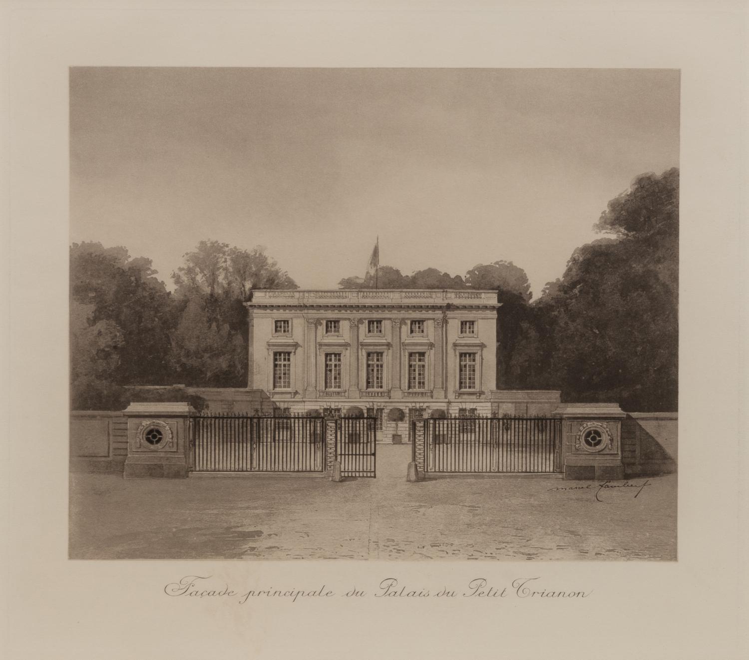 A Set of Six Framed Engravings Depicting Versailles and the Petit Trianon