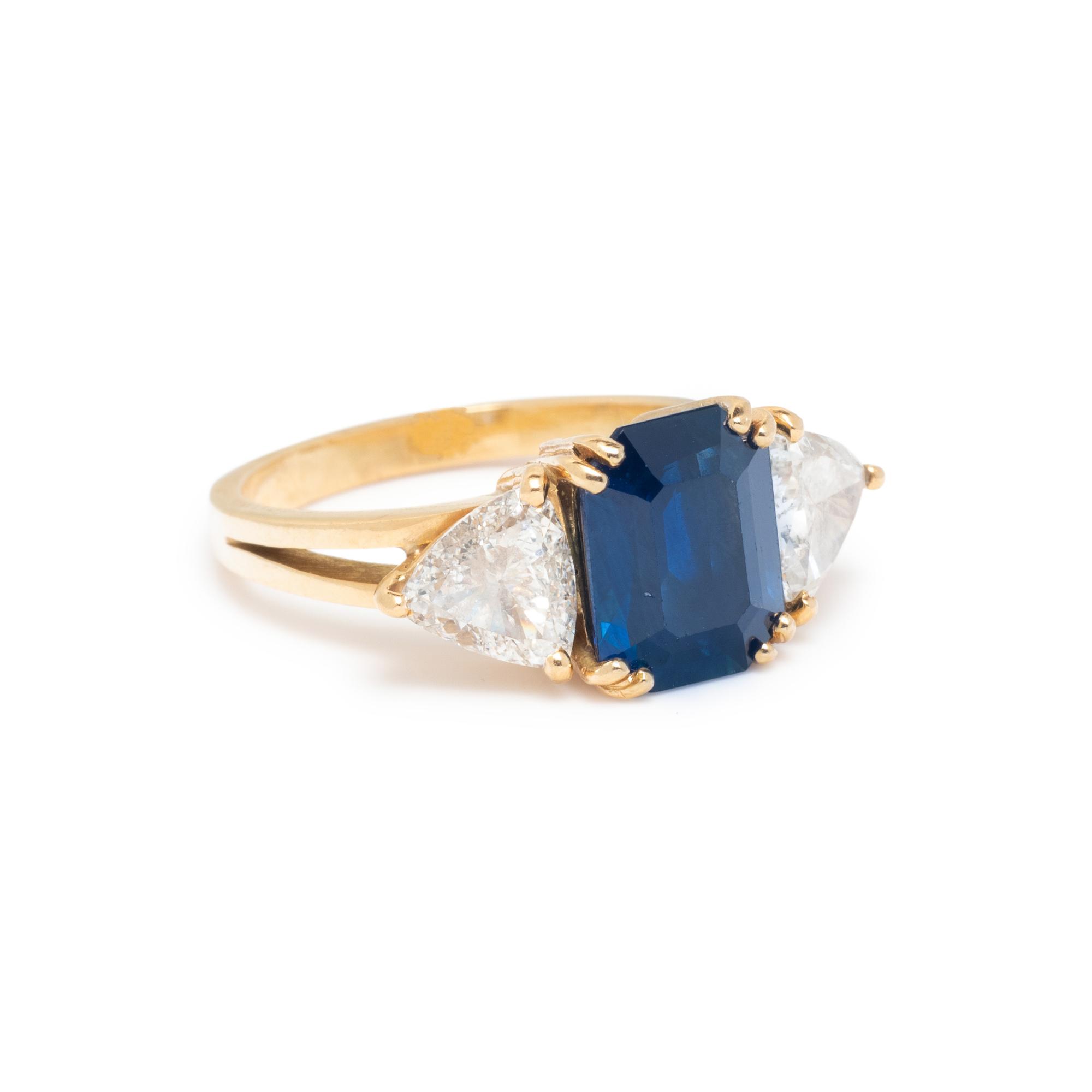 FRENCH, SAPPHIRE AND DIAMOND RING