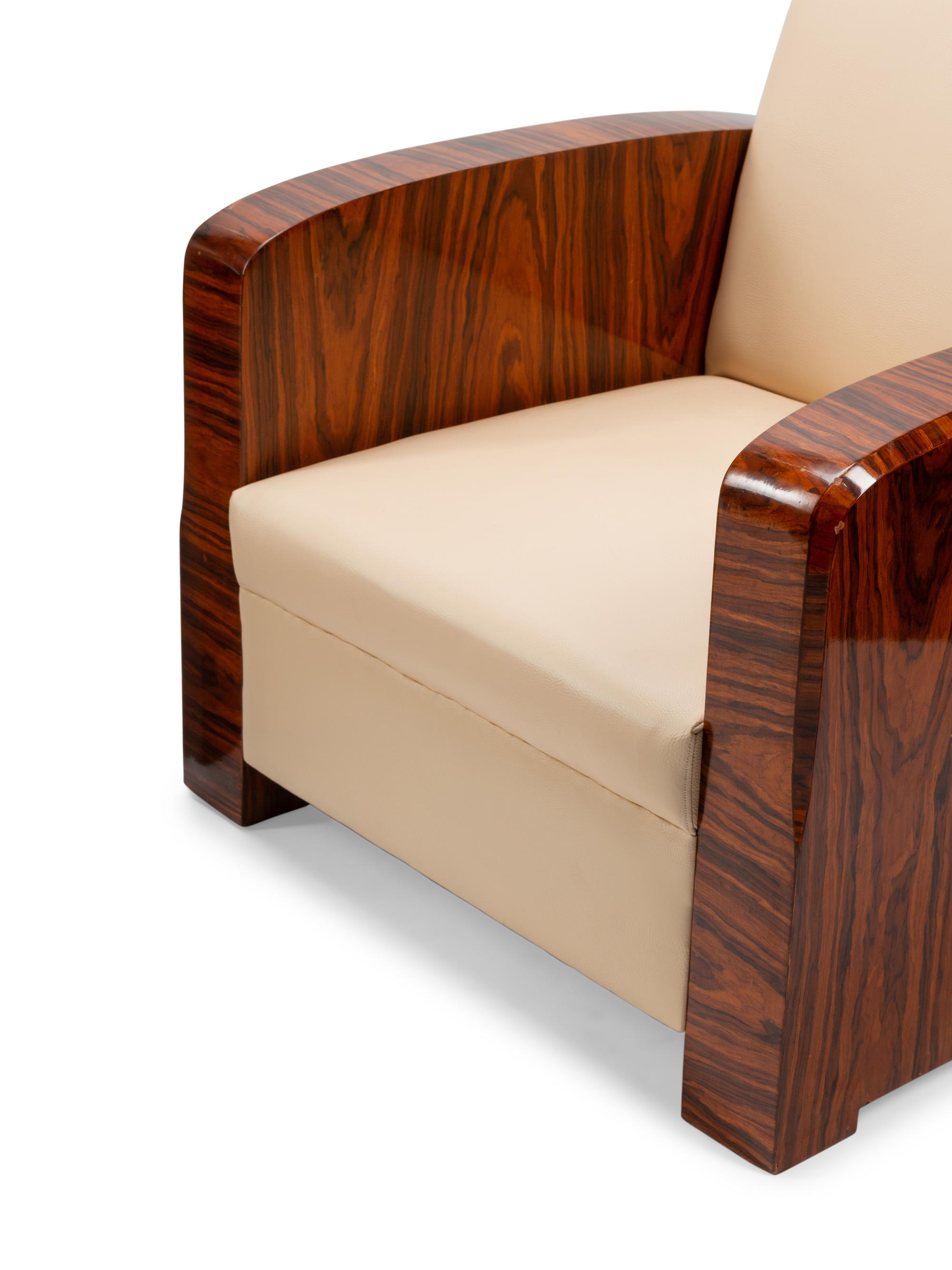 A Pair of Art Deco Style Rosewood Lounge Chairs