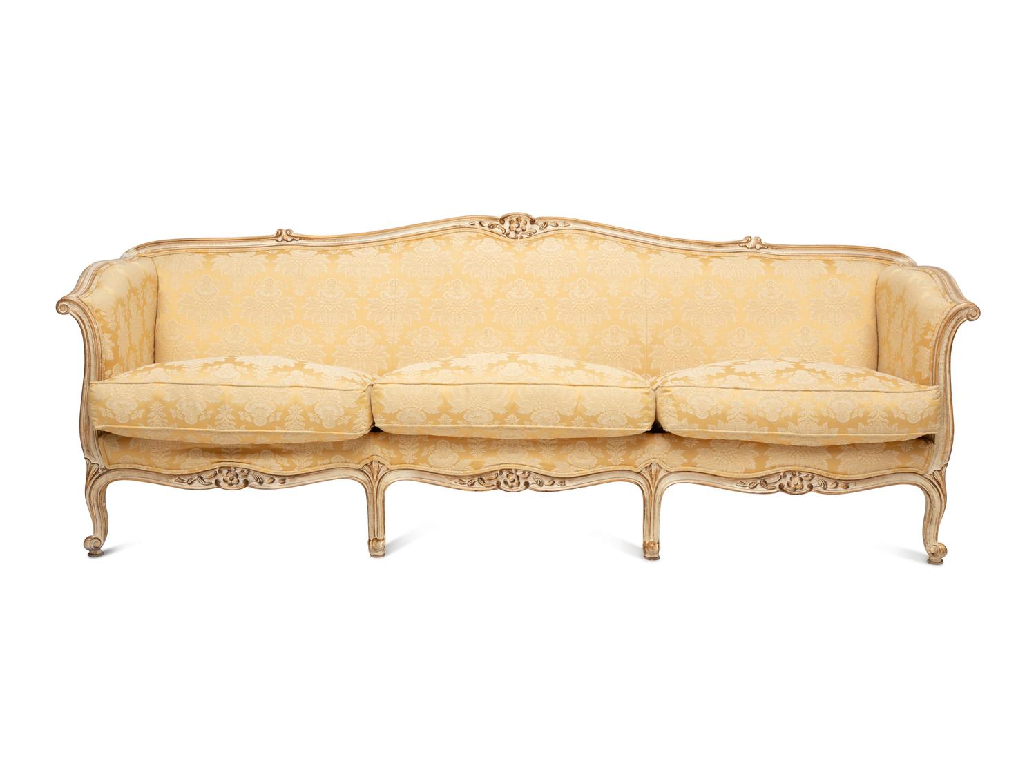 A Louis XV Style Painted and Parcel Gilt Canape — 19th/20th Century