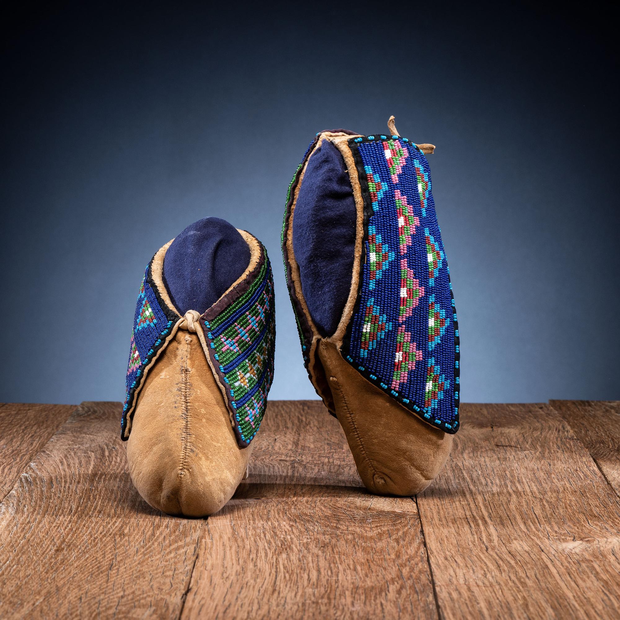 Meskwaki Beaded Hide Moccasins