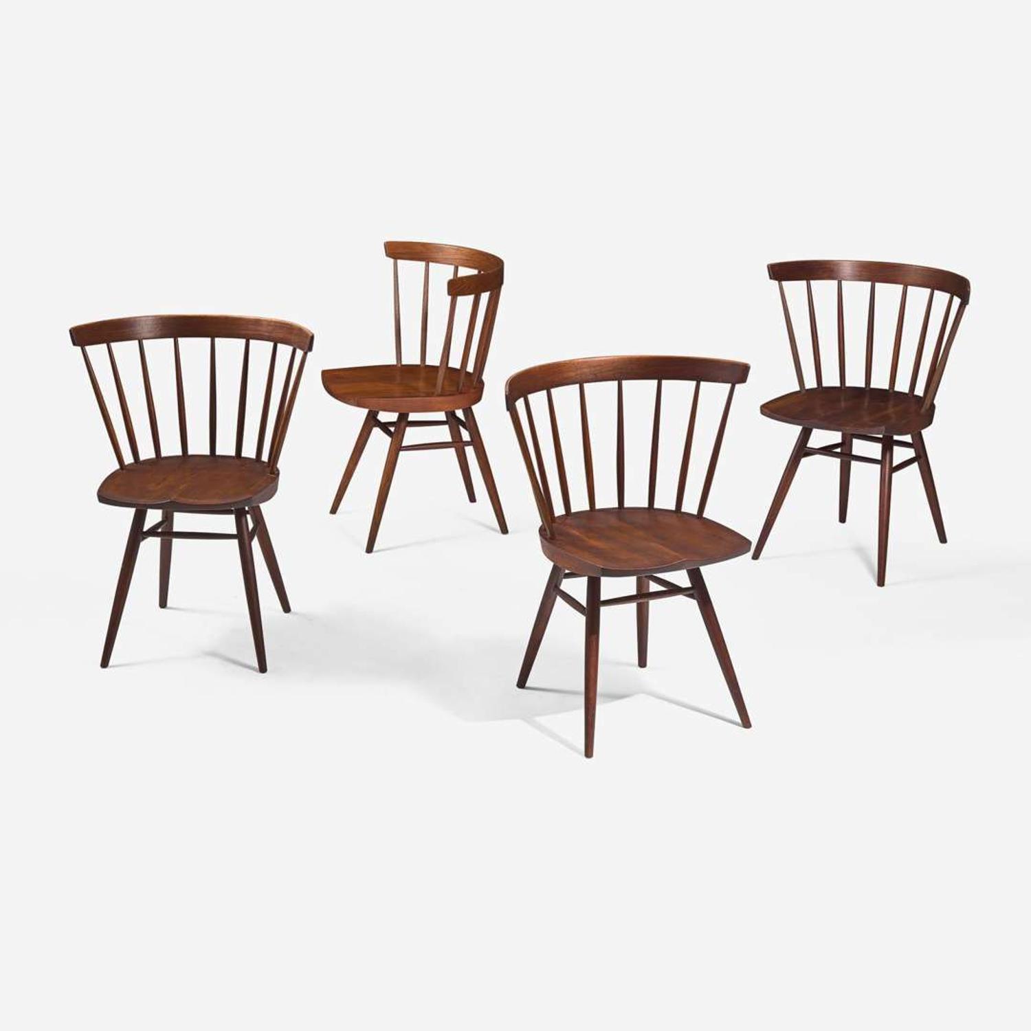 George Nakashima (American, 1905-1990) Set of Four Early "Straight-Backed" Chairs, New Hope, Pennsylvania, circa 1950
