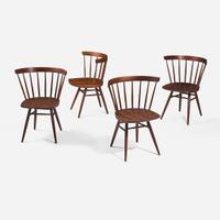 George Nakashima (American, 1905-1990) Set of Four Early "Straight-Backed" Chairs, New Hope, Pennsylvania, circa 1950