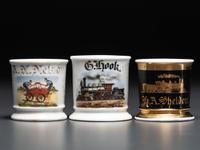 Three Railroad Worker's Porcelain Occupational Shaving Mugs
