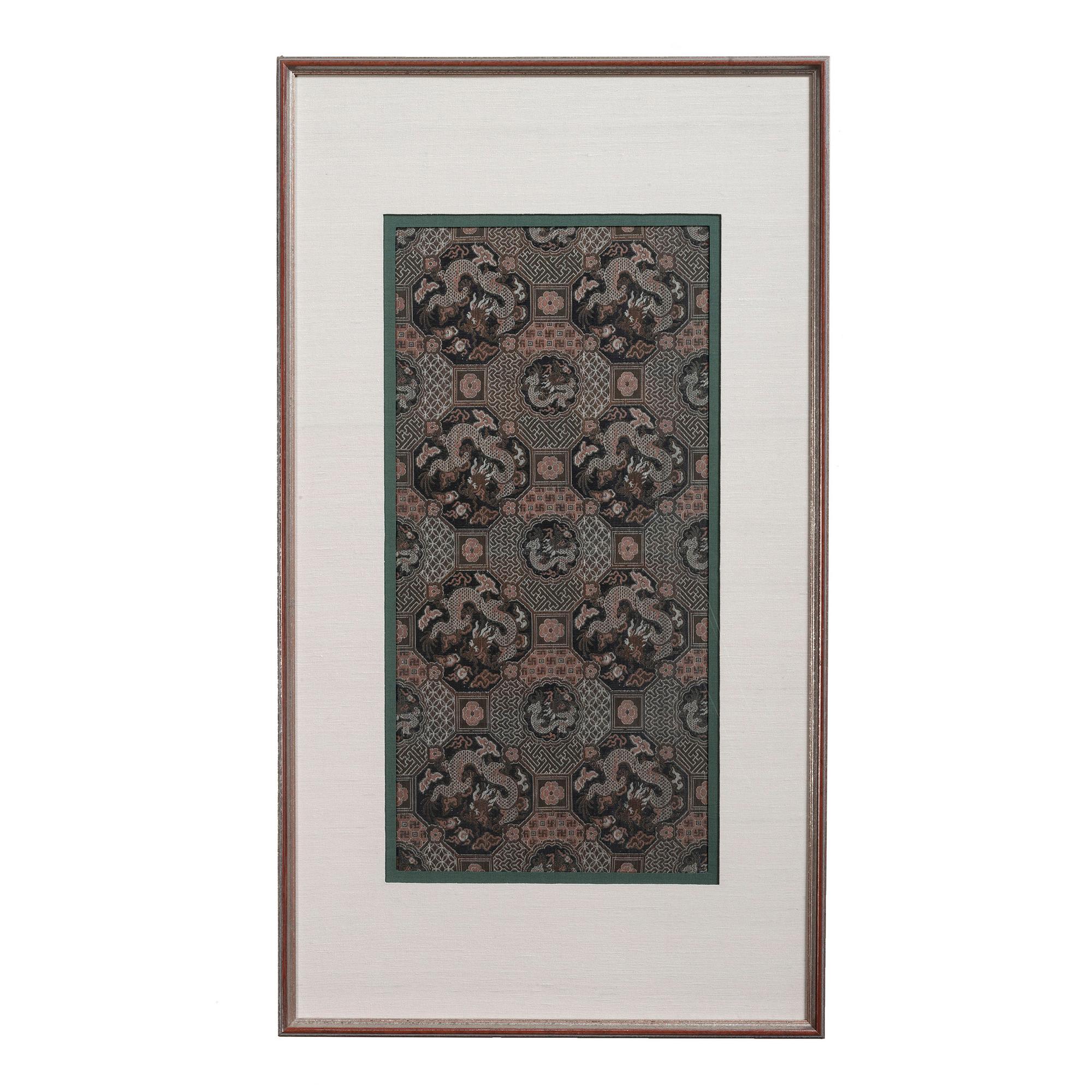 Six Chinese Embroidered and Woven Silk Panels