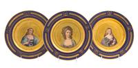 A Set of Three Royal Vienna Porcelain Plates Diameter 11 inches.