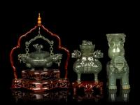 Three Chinese Serpentine Incense Burners