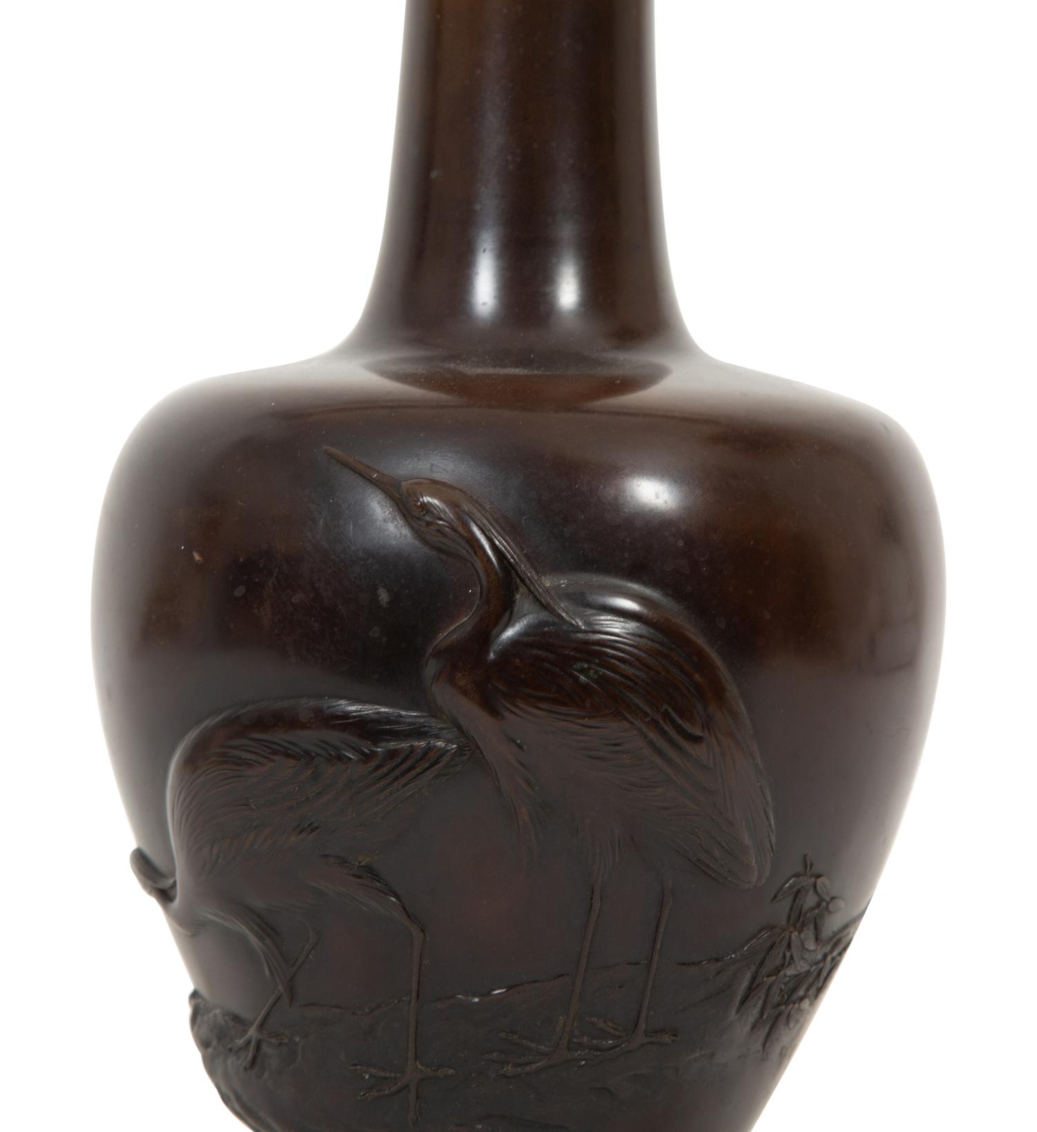 Two Japanese Bronze Vases