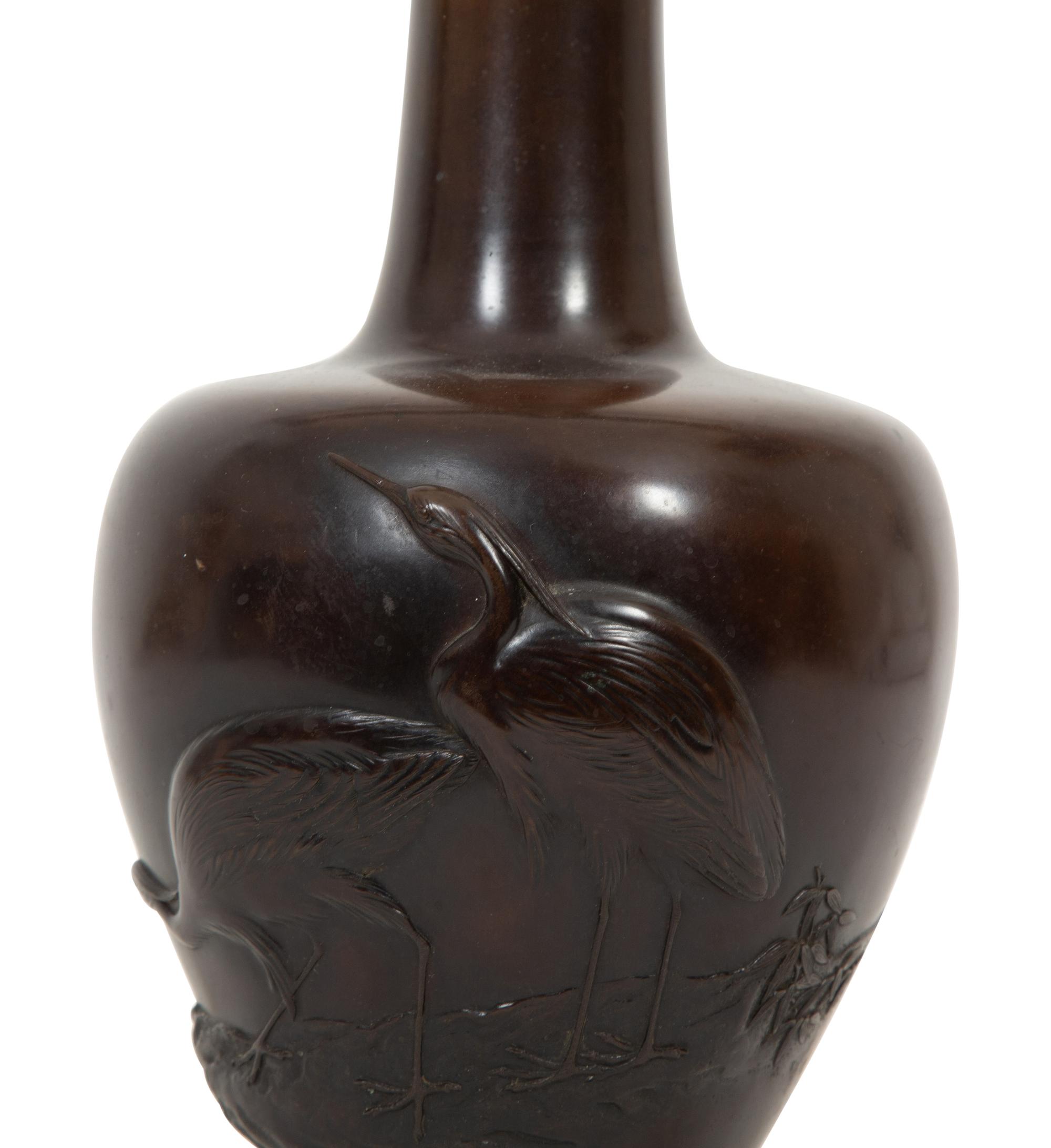 Two Japanese Bronze Vases