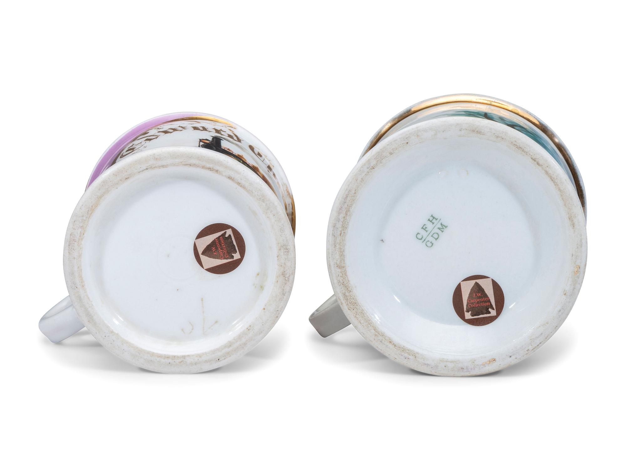 Two Railroad Worker's Porcelain Occupational Shaving Mugs