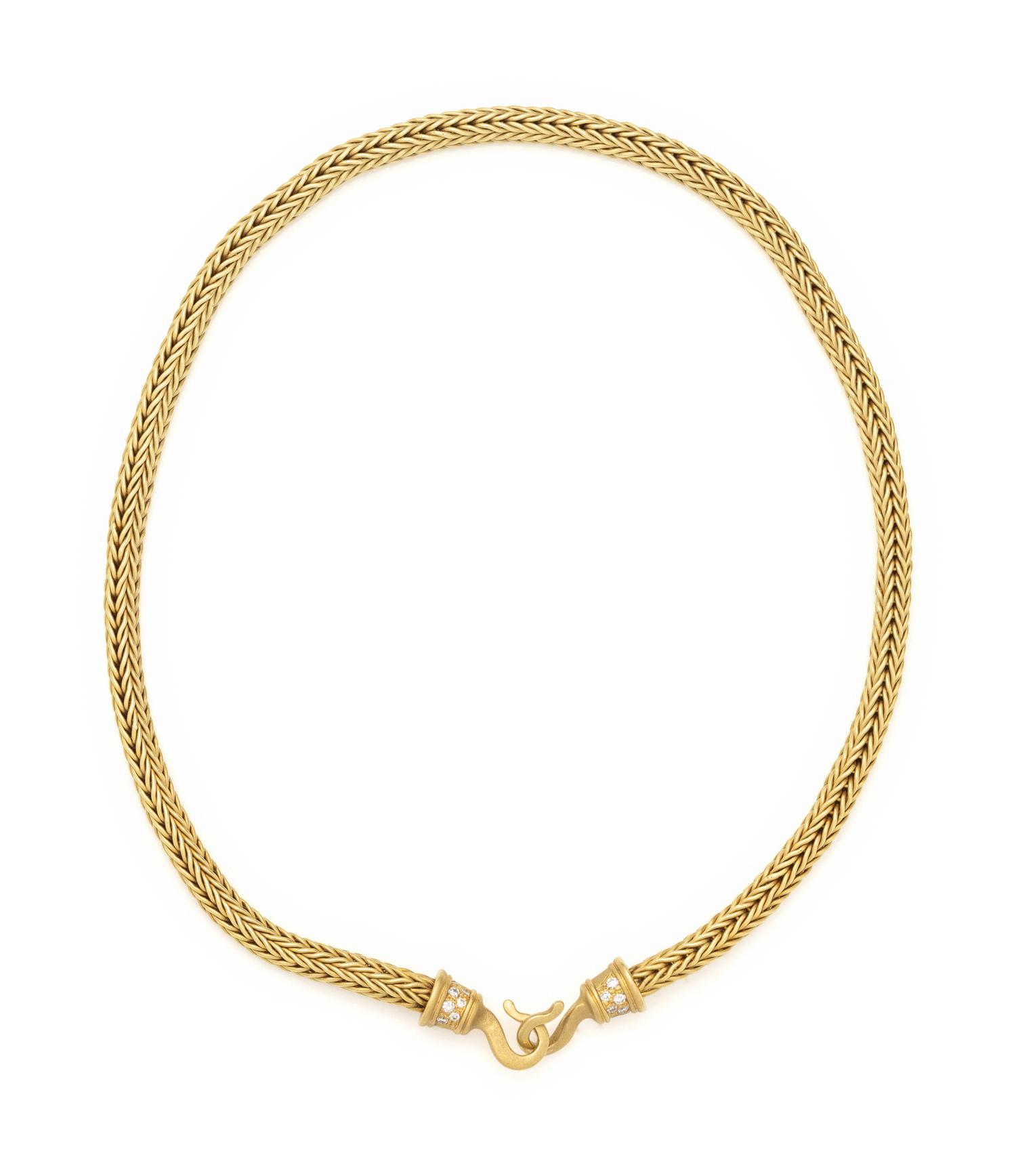 SEIDEN GANG, YELLOW GOLD, DIAMOND AND RUBY NECKLACE/BROOCH