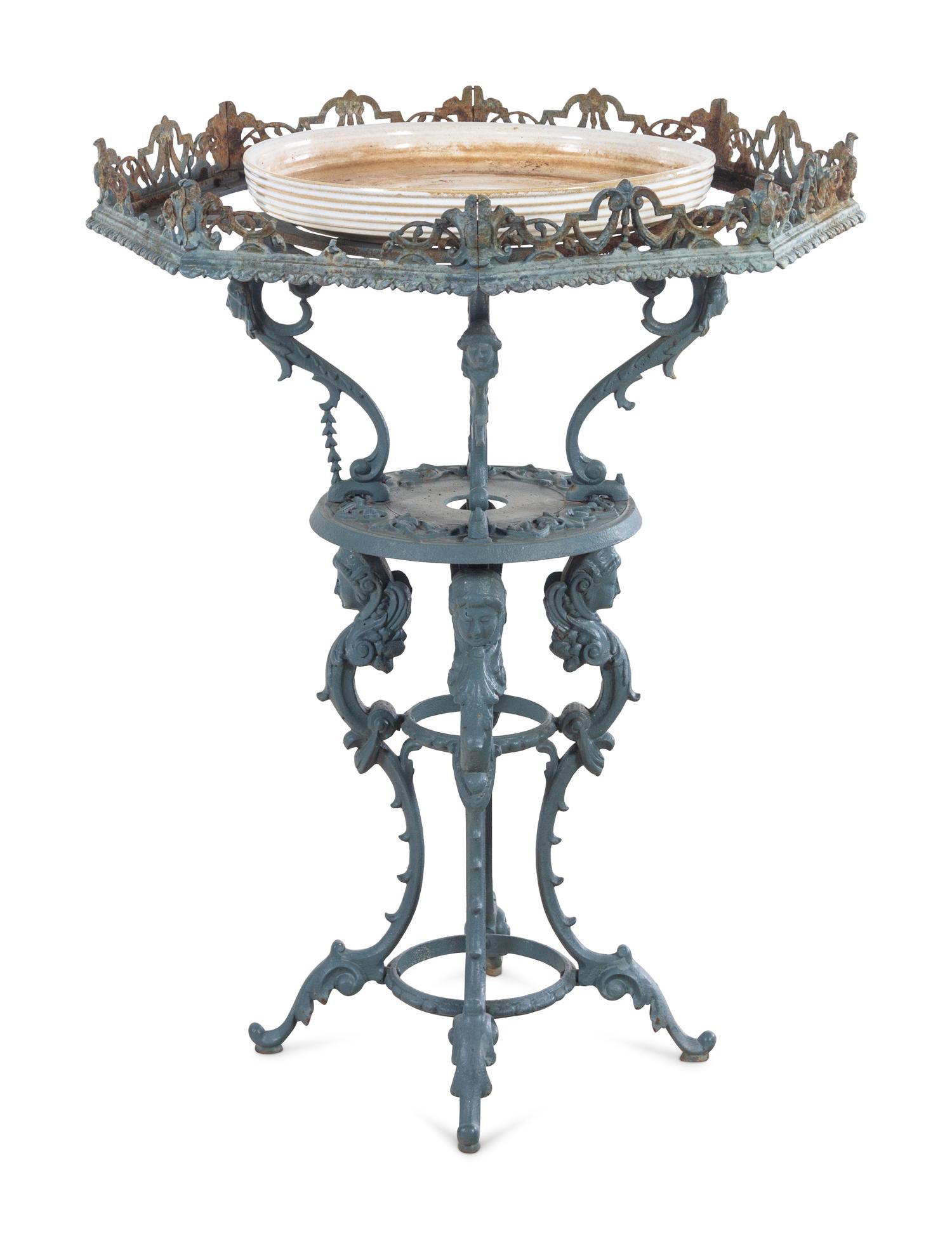 A Group of Painted Iron Garden Furniture