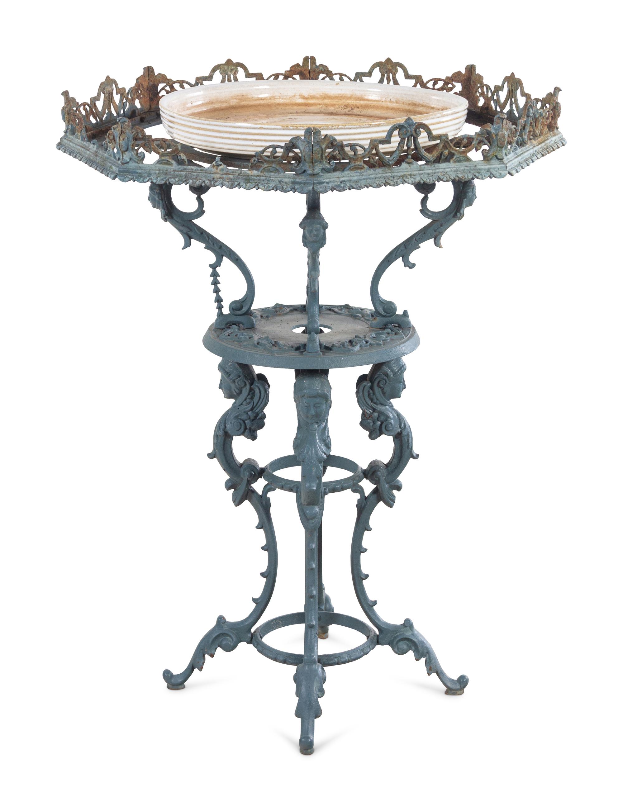 A Group of Painted Iron Garden Furniture